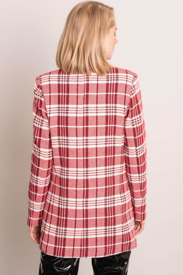 Ecru-red plaid blazer BSL