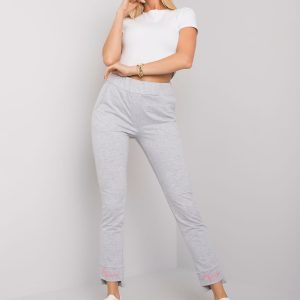 Grey melange sweatpants with Karen embroidery