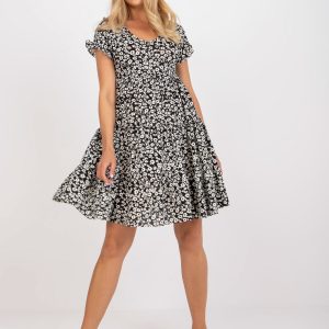 Black and white dress with prints and ruffles RUE PARIS