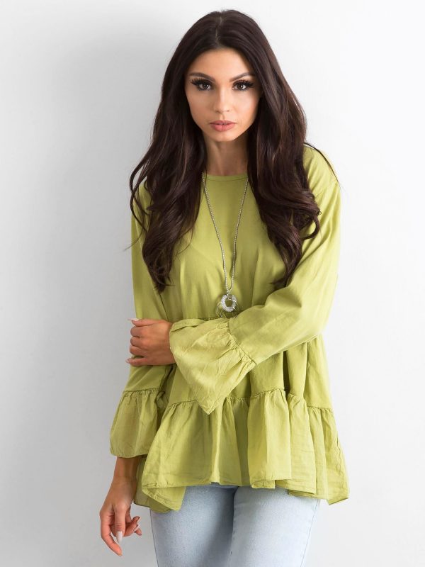 Women's green tunic with flounce