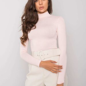 RUE PARIS Cassie light pink turtleneck blouse