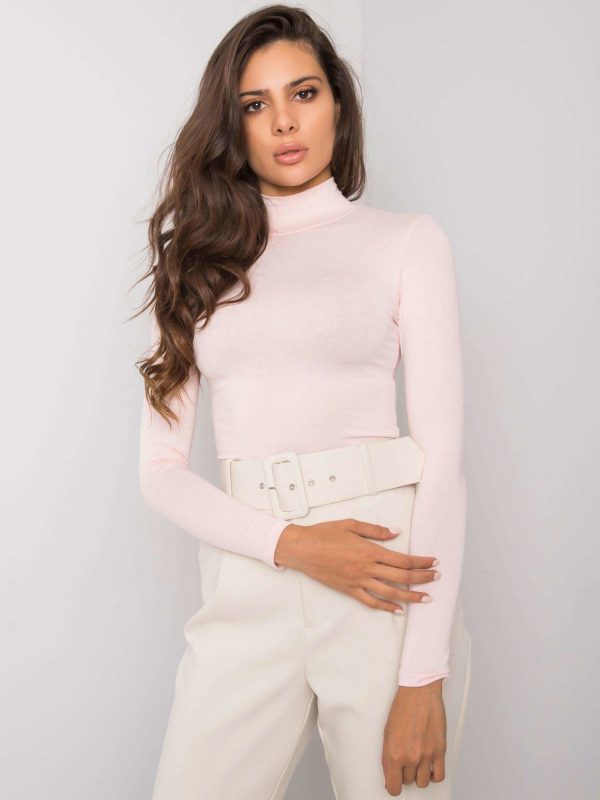 RUE PARIS Cassie light pink turtleneck blouse