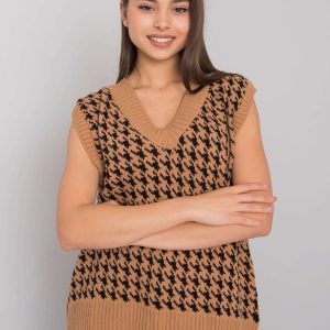 Abbeville black and camel knitted vest