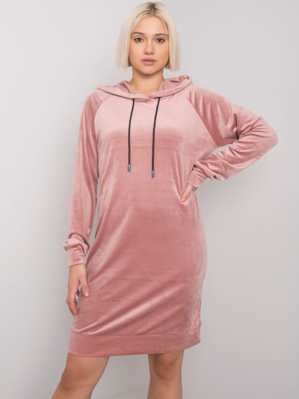 Pink velour dress with hood Messina