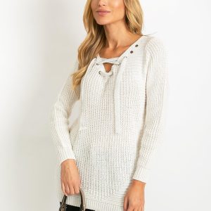 Ecru sweater with lacing