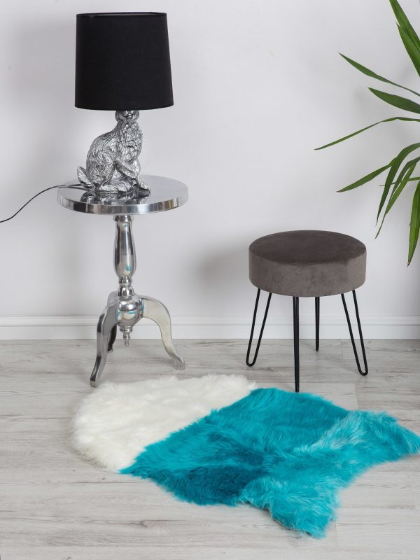 Blue and White Fur Rug