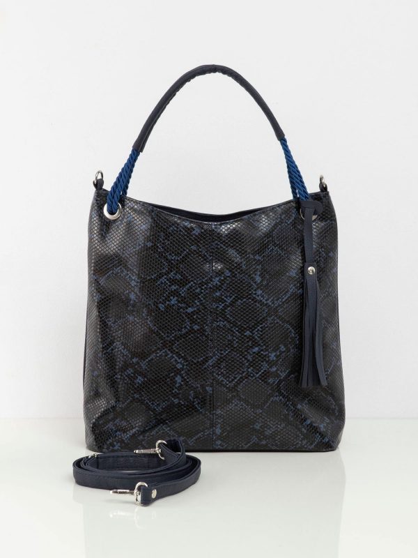 Navy blue city bag with animal motif