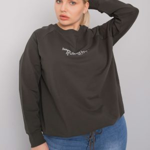 Dark khaki plus size sweatshirt with Marlow inscription