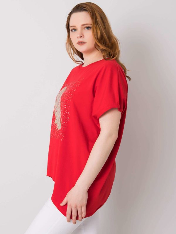 Red plus size blouse with Wilma print