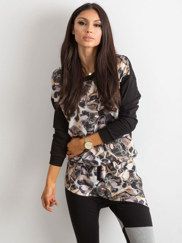 BY O LA LA Black print sweatshirt