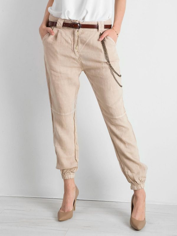 Beige linen pants