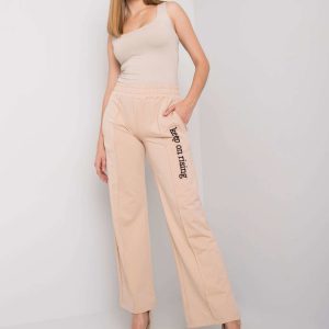 Dennise Beige Straight Leg Sweatpants