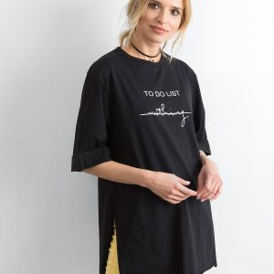 Black long t-shirt with inscription