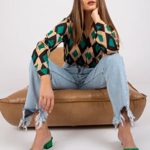 Green and beige blouse with Amaya prints