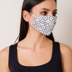 White protective mask with print