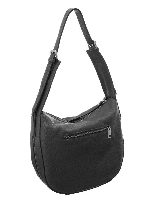 Dark grey leather shoulder bag BADURA