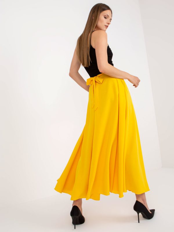 Dark yellow maxi skirt with pockets RUE PARIS