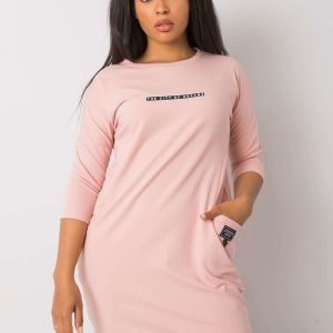 Dirty pink plus size dress with pockets Sereia