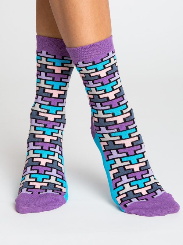 Purple and Blue Patterned Socks