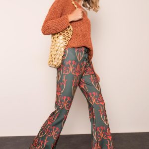 Khaki trousers with BSL print