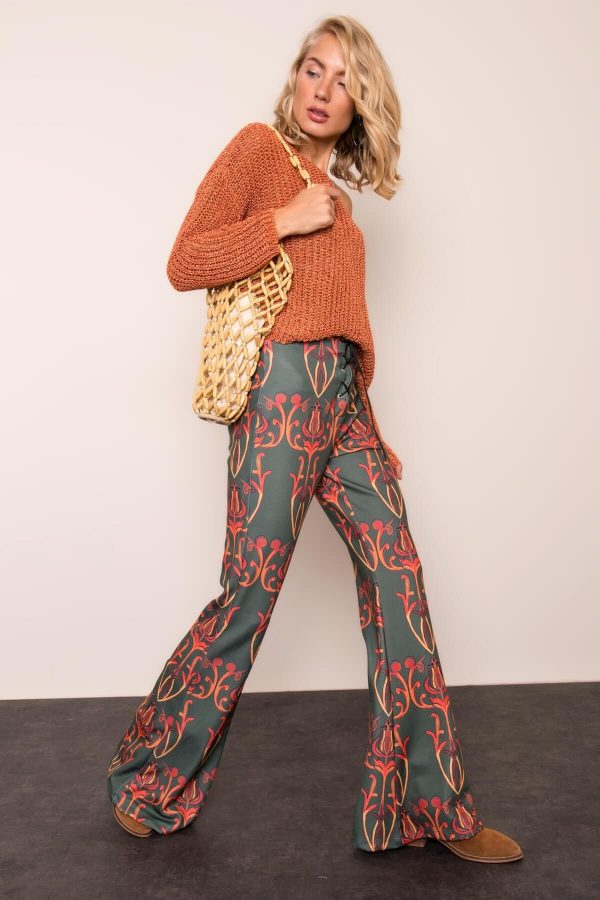 Khaki trousers with BSL print