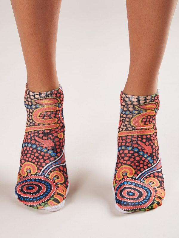 Women's feet with colorful print