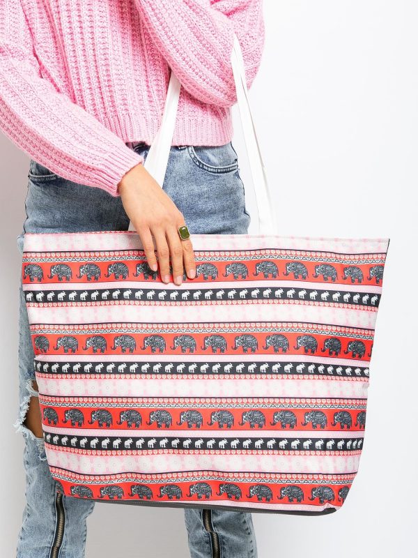 Red and black shopper bag