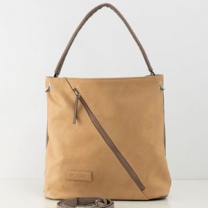 Beige bag with asymmetrical pocket