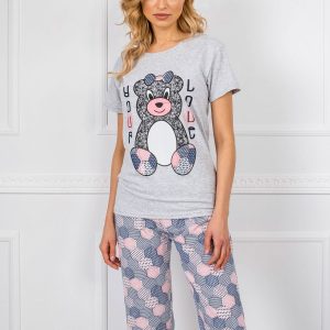 Grey Navy Blue Cotton Pyjamas