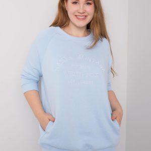 Vincente Light Blue Plus Size Hooded Sweatshirt