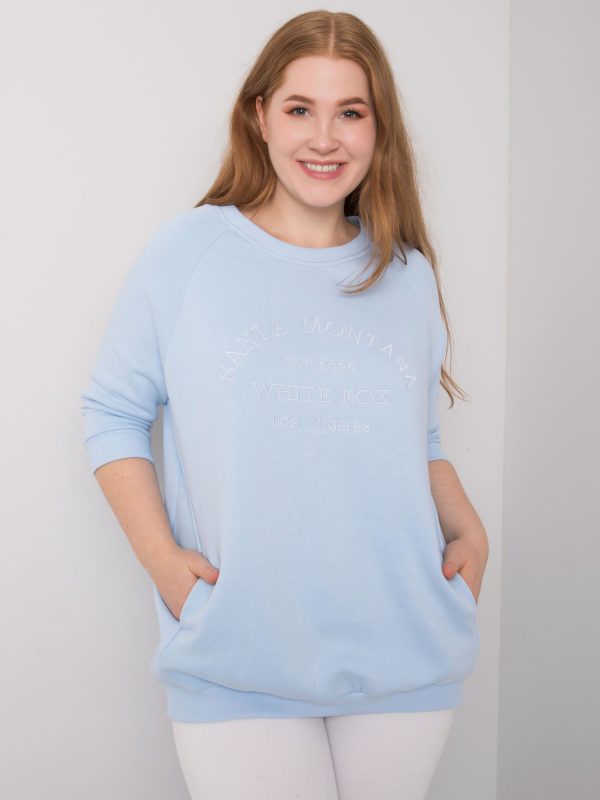 Vincente Light Blue Plus Size Hooded Sweatshirt