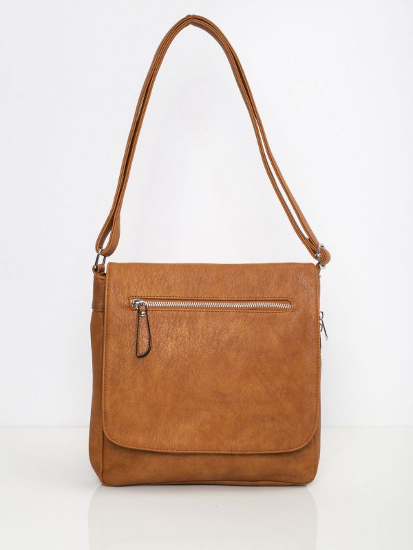 Brown women's handbag with flip