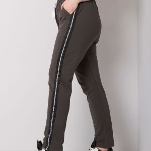 Dark khaki plus size sweatpants with stripes Felise