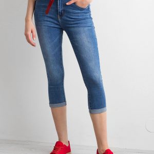 Blue jeans for women with curl-up legs