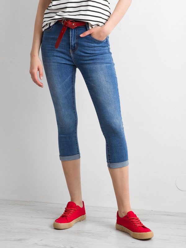 Blue jeans for women with curl-up legs