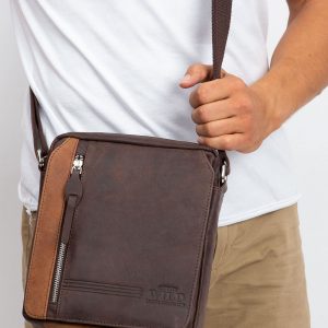 Dark brown leather men's handbag