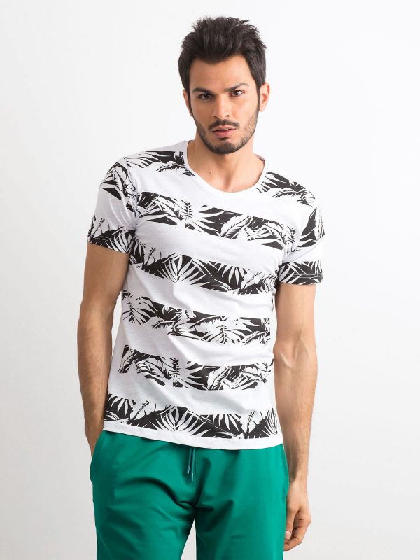 Men's T-shirt with vegetable print white/black