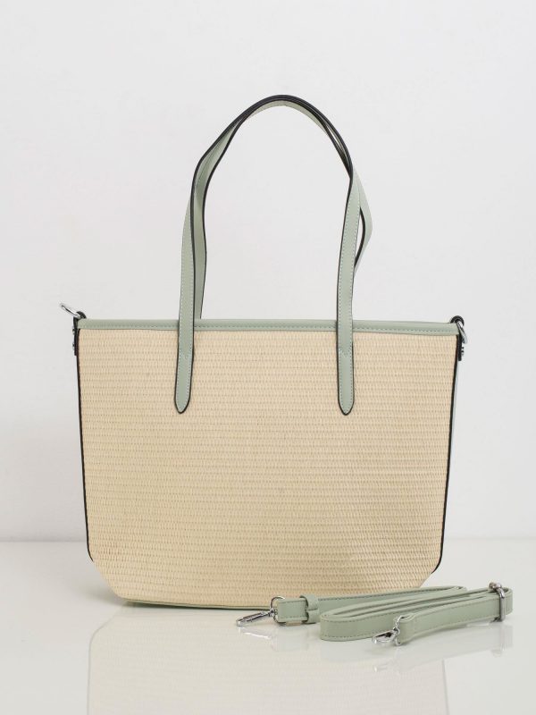 Beige and mint braided handbag