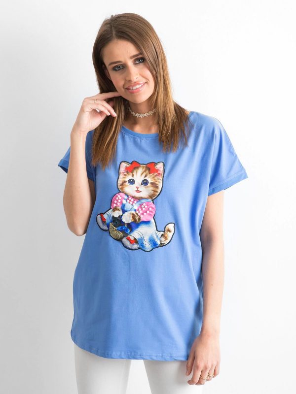 Blue Loose T-Shirt Sweetness