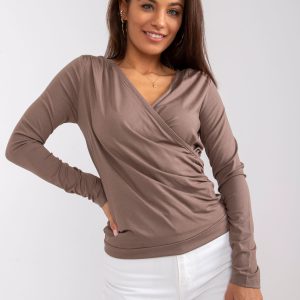 Brown Khaki Long Sleeve Blouse Alicante