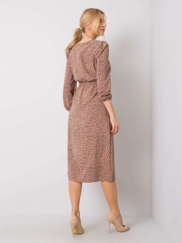 Beige dress with print RUE PARIS