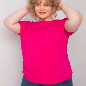 Fuchsia plus size blouse with Addyson ribbed