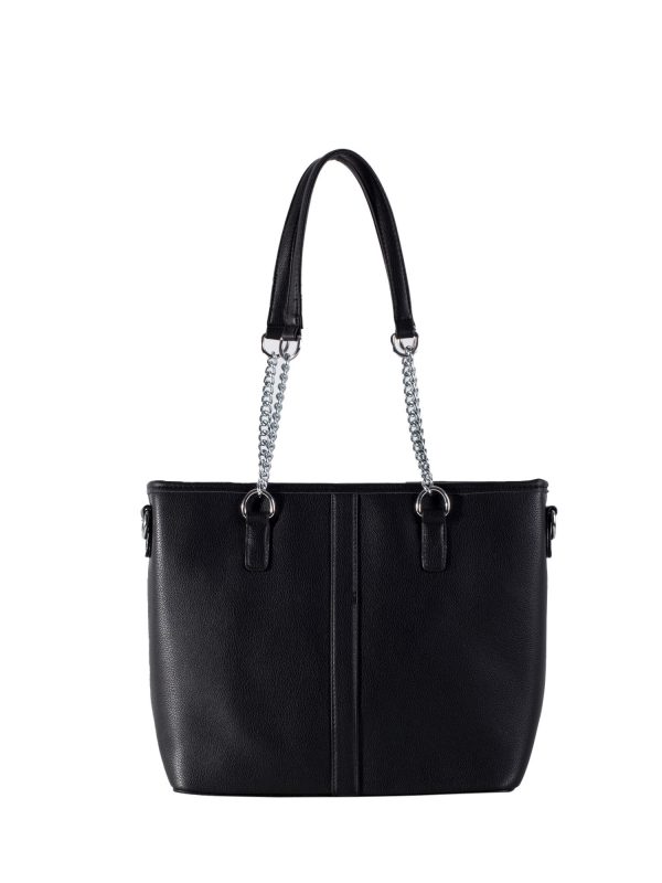 Black Roomy Eco Leather Shoulder Bag