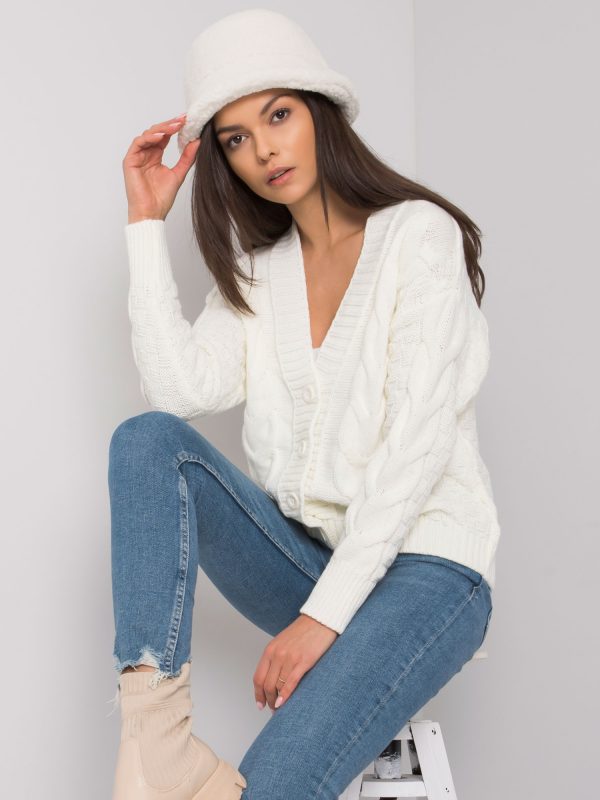 Danville RUE PARIS white cardigan with braids