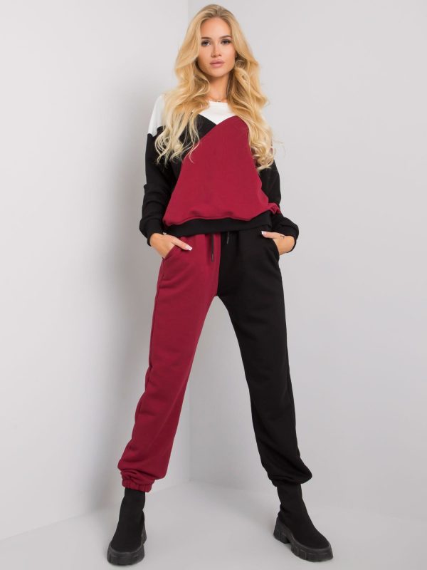 Burgundy and black sweatsuit set Krista RUE PARIS