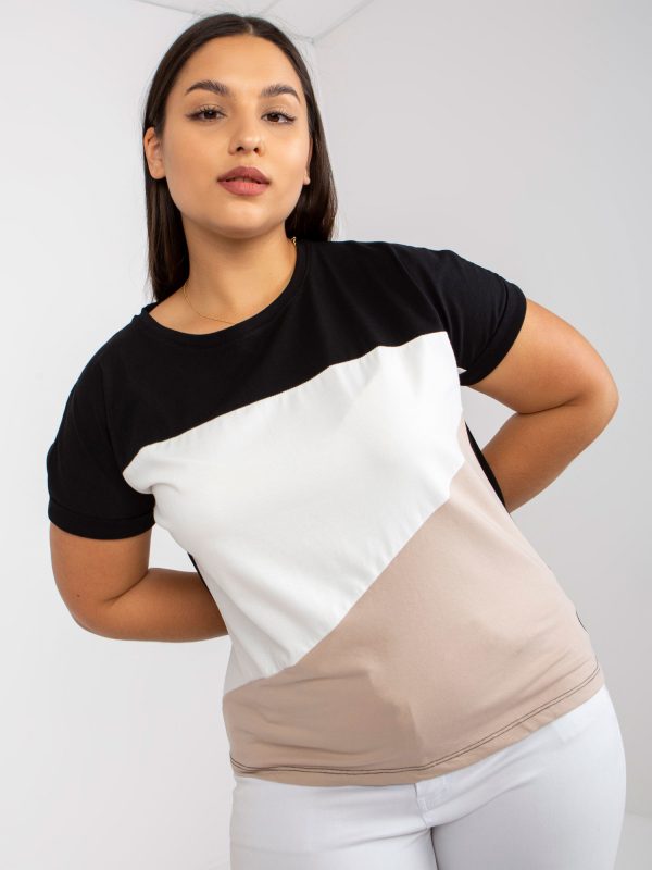 Black and beige plus size short sleeve t-shirt