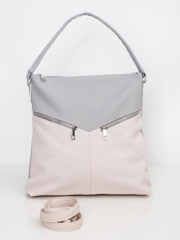 Grey-pink faux leather bag