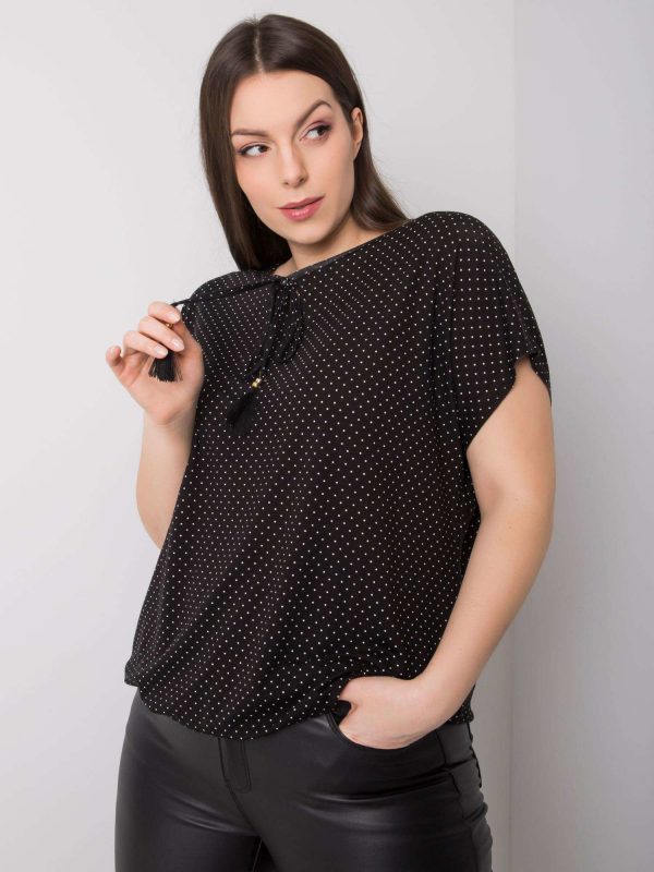 Jess polka dot black plus size blouse