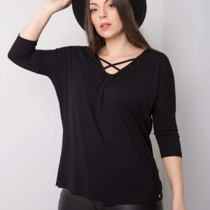 Black plus size blouse with viscose Mariel