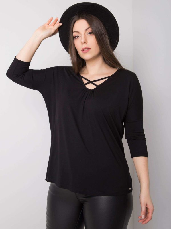 Black plus size blouse with viscose Mariel